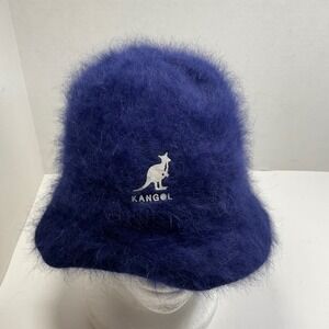 Kangol Furgora Bucket Hat Navy Blue Fuzzy Rabbit Hair Blend 58cm Logo  Womens